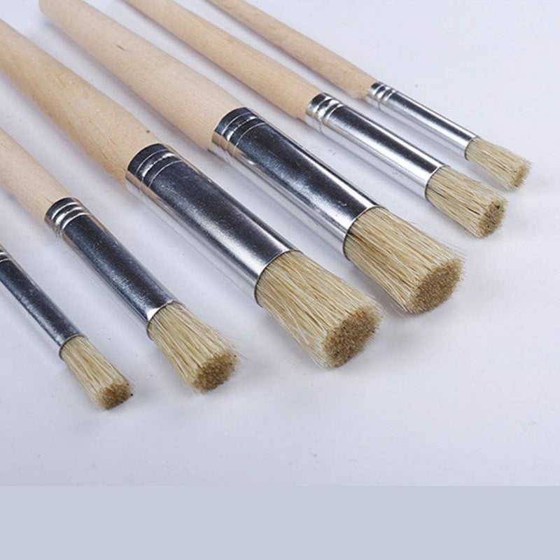 AngelReally Wooden Stencil Brushes Natural Bristle Stencil Brushes for Acrylic Painting, Oil Painting, Watercolor Painting, Card Making, DIY Art Crafts Project (3 Sizes) (12) - Image 5